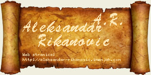 Aleksandar Rikanović vizit kartica
